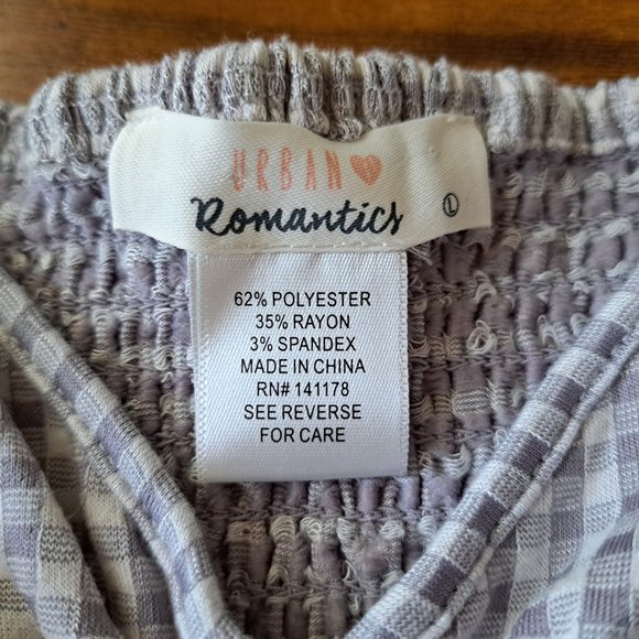 Urban Romantics Juniors Plaid Crop Tops Gray/White Size L NWT - Picture 9 of 12